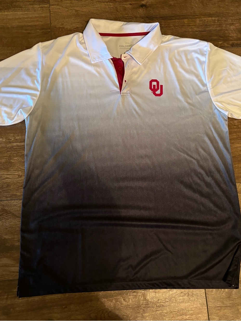 Colosseum White to Black Gradient Polo with Red OU Logo